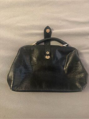 Textured Black Top-Handle Satchel